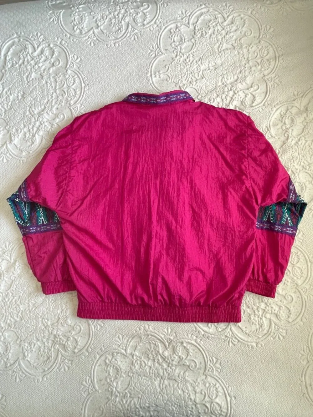 Vintage 1993 Bocco Colorful Aztec Ribbon 100% Nylon Lined Windbreaker Jacket LRG